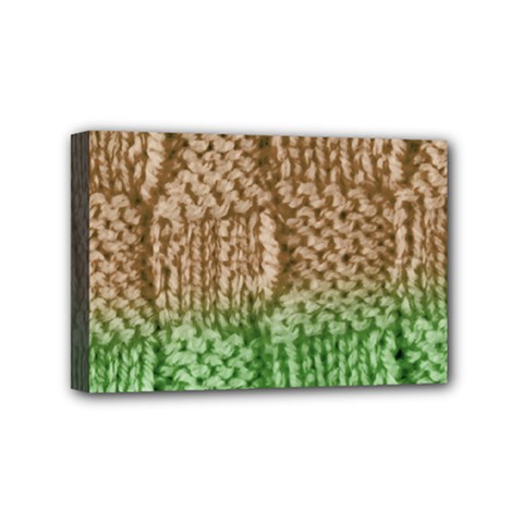 Knitted Wool Square Beige Green Mini Canvas 6  X 4  by snowwhitegirl