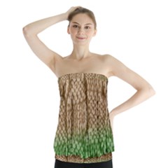 Knitted Wool Square Beige Green Strapless Top by snowwhitegirl