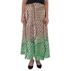 Knitted Wool Square Beige Green Flared Maxi Skirt by snowwhitegirl