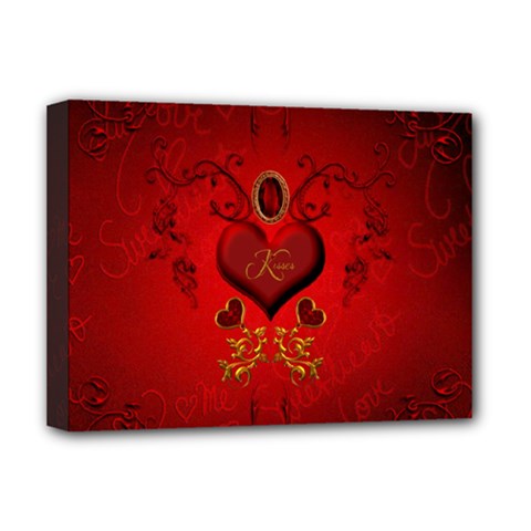 Wonderful Hearts, Kisses Deluxe Canvas 16  X 12   by FantasyWorld7