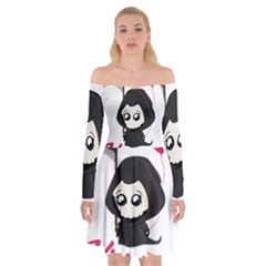 Cute Grim Reaper Off Shoulder Skater Dress by Valentinaart