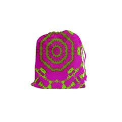 Fern Forest Star Mandala Decorative Drawstring Pouches (small)  by pepitasart