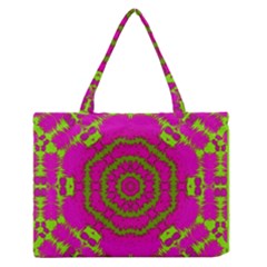 Fern Forest Star Mandala Decorative Zipper Medium Tote Bag by pepitasart