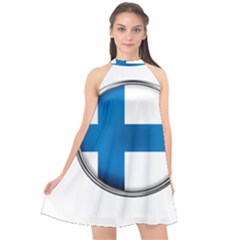 Finland Country Flag Countries Halter Neckline Chiffon Dress  by Nexatart