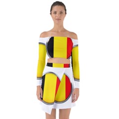 Belgium Flag Country Brussels Off Shoulder Top With Skirt Set by Nexatart