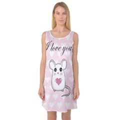 Cute Mouse - Valentines Day Sleeveless Satin Nightdress by Valentinaart