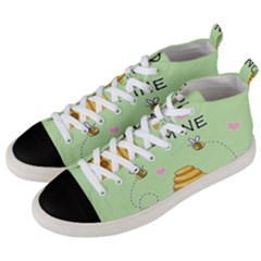 Bee Mine Valentines Day Men s Mid-top Canvas Sneakers by Valentinaart