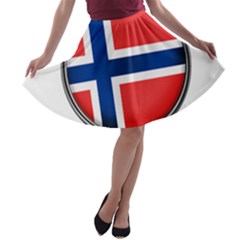 Norway Country Nation Blue Symbol A-line Skater Skirt by Nexatart