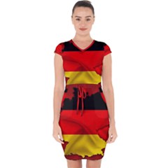 Germany Map Flag Country Red Flag Capsleeve Drawstring Dress  by Nexatart