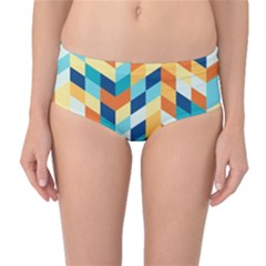 Geometric Retro Wallpaper Mid-waist Bikini Bottoms by Nexatart