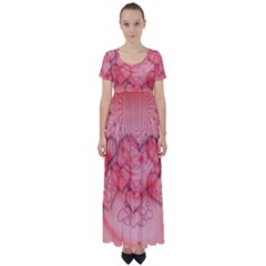 Heart Love Friendly Pattern High Waist Short Sleeve Maxi Dress by Nexatart