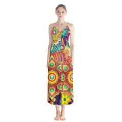 Colorful Abstract Background Colorful Button Up Chiffon Maxi Dress by Nexatart