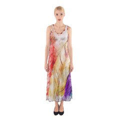 Feathers Bird Animal Art Abstract Sleeveless Maxi Dress by Nexatart