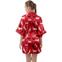 RED Quarter Sleeve Kimono Robe View2