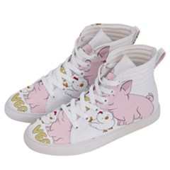 Go Vegan - Cute Pig And Chicken Men s Hi-top Skate Sneakers by Valentinaart