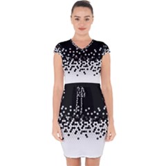 Flat Tech Camouflage Black And White Capsleeve Drawstring Dress  by jumpercat