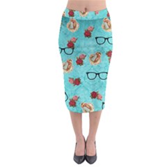 Vintage Glasses Blue Midi Pencil Skirt by snowwhitegirl