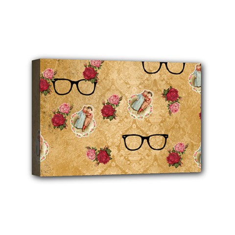 Vintage Glasses Beige Mini Canvas 6  X 4  by snowwhitegirl