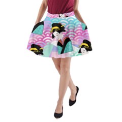 Japanese Abstract A-line Pocket Skirt by snowwhitegirl