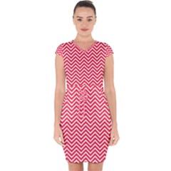 Red Chevron Capsleeve Drawstring Dress  by snowwhitegirl