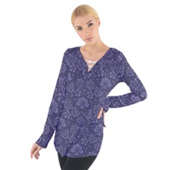 Damask Purple Tie Up Tee by snowwhitegirl