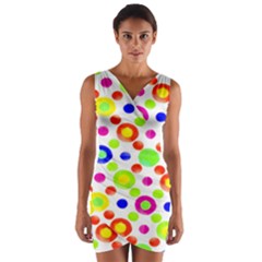 Multicolored Circles Motif Pattern Wrap Front Bodycon Dress by dflcprints