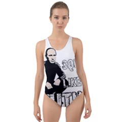 Squat Like Putin Cut-out Back One Piece Swimsuit by Valentinaart