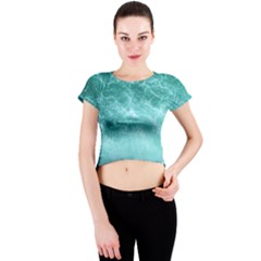 Green Ocean Splash Crew Neck Crop Top by snowwhitegirl