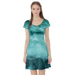 Green Ocean Splash Short Sleeve Skater Dress by snowwhitegirl