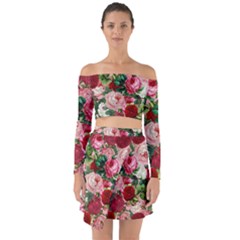 Rose Bushes Off Shoulder Top With Skirt Set by snowwhitegirl