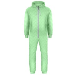    Classic Mint Green & White Herringbone Pattern Hooded Jumpsuit (men)  by PodArtist