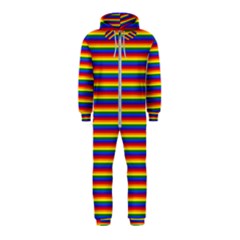 Horizontal Gay Pride Rainbow Flag Pin Stripes Hooded Jumpsuit (kids) by PodArtist