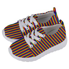 Vertical Gay Pride Rainbow Flag Pin Stripes Kids  Lightweight Sports Shoes by PodArtist