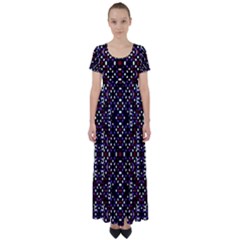 Futuristic Geometric Pattern High Waist Short Sleeve Maxi Dress by dflcprints