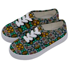 Rainbow Flowers And Decorative Peace Kids  Classic Low Top Sneakers by pepitasart