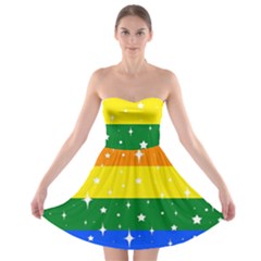 Sparkly Rainbow Flag Strapless Bra Top Dress by Valentinaart