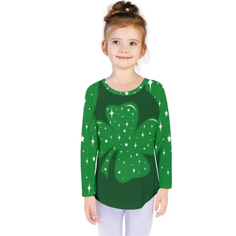 Sparkly Clover Kids  Long Sleeve Tee by Valentinaart