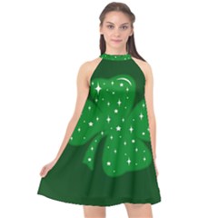 Sparkly Clover Halter Neckline Chiffon Dress  by Valentinaart