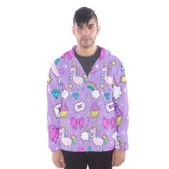 Cute Unicorn Pattern Hooded Wind Breaker (men) by Valentinaart