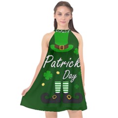 St Patricks Leprechaun Halter Neckline Chiffon Dress  by Valentinaart