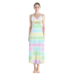 Geometric Pastel Design Baby Pale Button Up Chiffon Maxi Dress by Nexatart