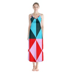 Geometric Pattern Design Angles Button Up Chiffon Maxi Dress by Nexatart