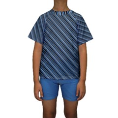 Diagonal Stripes Pinstripes Kids  Short Sleeve Swimwear by Nexatart