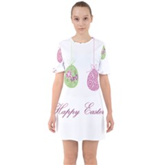 Easter Eggs Sixties Short Sleeve Mini Dress by Valentinaart