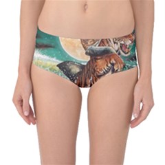 Tiger Shark Mid-waist Bikini Bottoms by redmaidenart