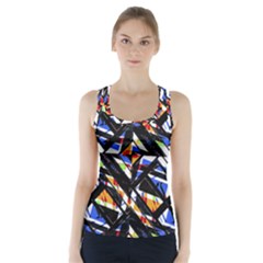 Multicolor Geometric Abstract Pattern Racer Back Sports Top by dflcprints