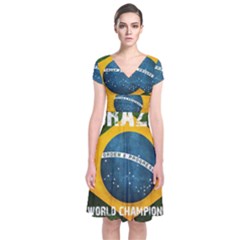 Football World Cup Short Sleeve Front Wrap Dress by Valentinaart