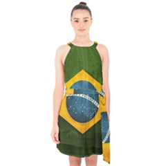 Football World Cup Halter Collar Waist Tie Chiffon Dress by Valentinaart