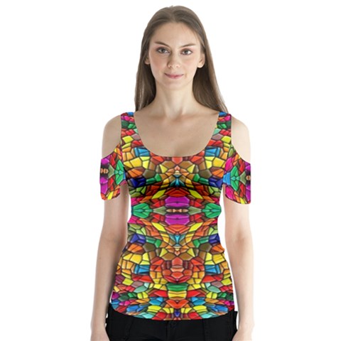 P 786 Butterfly Sleeve Cutout Tee  by ArtworkByPatrick