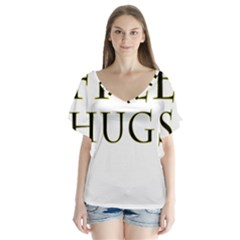 Freehugs V-neck Flutter Sleeve Top by cypryanus